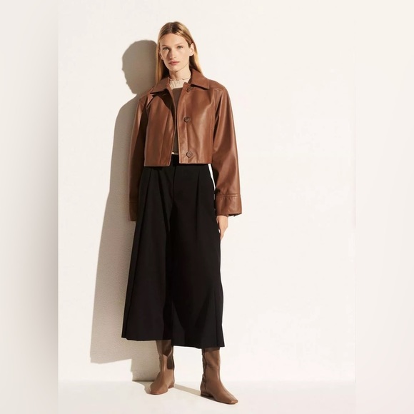 NWT $1250 Vince Cropped Leather Jacket In Fawn Size M - Picture 1 of 5